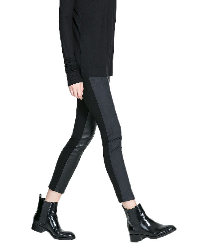 LEATHER LOOK PANEL LEGGINGS - product image