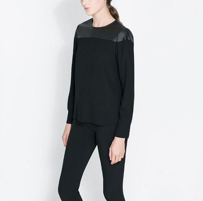 LEATHER LOOK SHOULDER TOP - product image