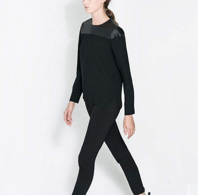 LEATHER LOOK SHOULDER TOP - product image