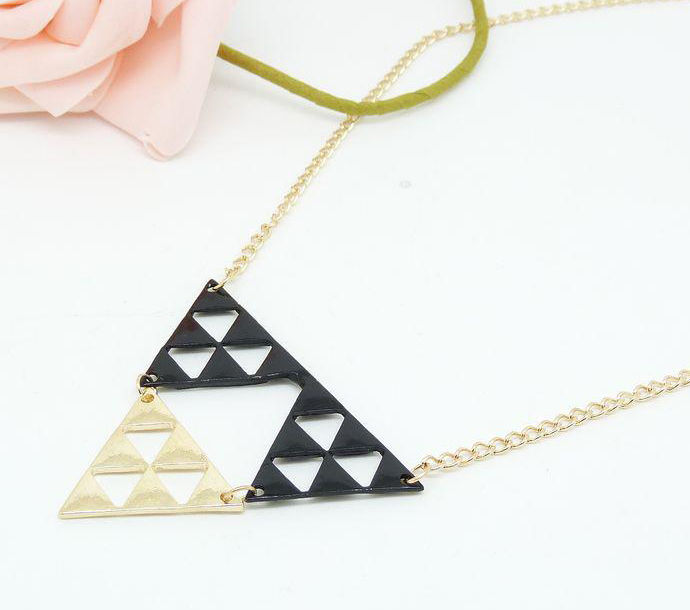 TWO TONE TRIPLE TRIANGLE NECKLACE - product image