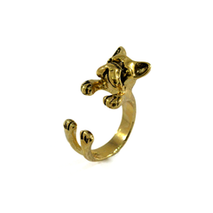 FILHOTE, RING, ANIMAL WRAP dedo anelar, OURO ANIMAL RING, DOG ANEL, CÃO WRAP ANEL