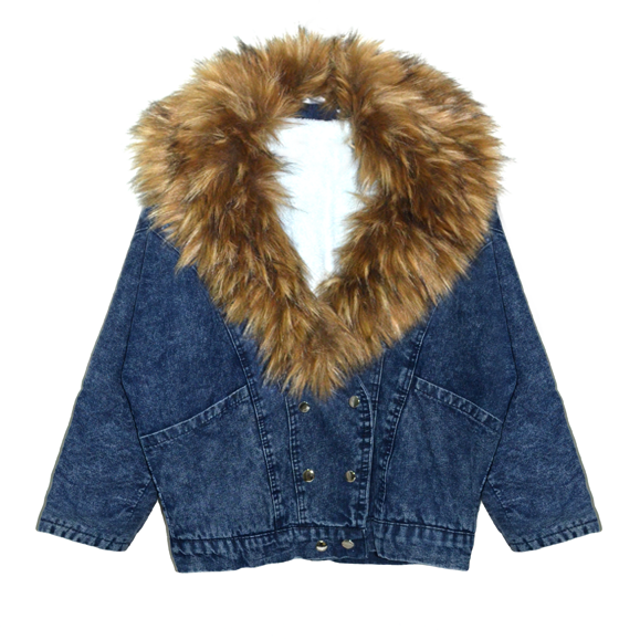 FAUX FUR COLLAR DENIM JACKET - product image