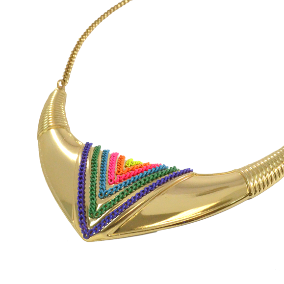 COLOURFUL CURVED TRIBAL NECKLACE - product image