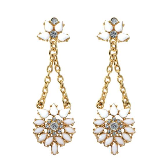 CRYSTAL FLORAL DROP EARRINGS - product image