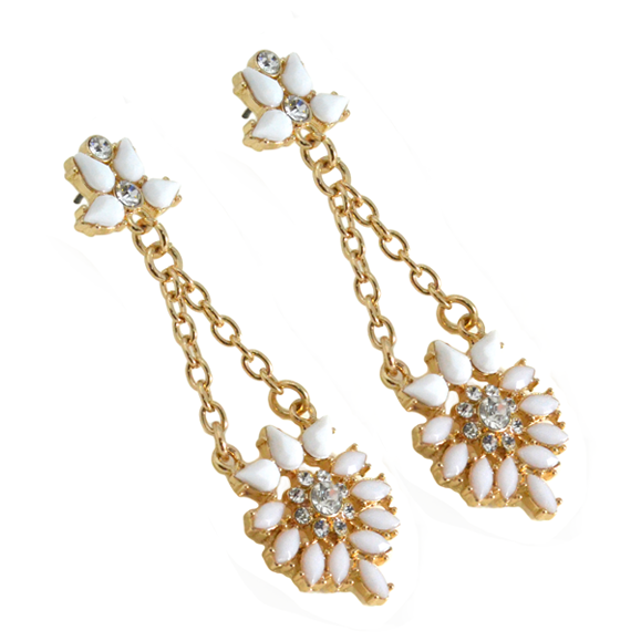 CRYSTAL FLORAL DROP EARRINGS - product image