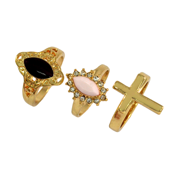 GEMSTONE AND CROSS RINGS PACK - product image