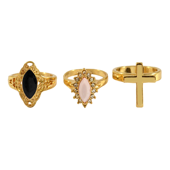 GEMSTONE AND CROSS RINGS PACK - product image