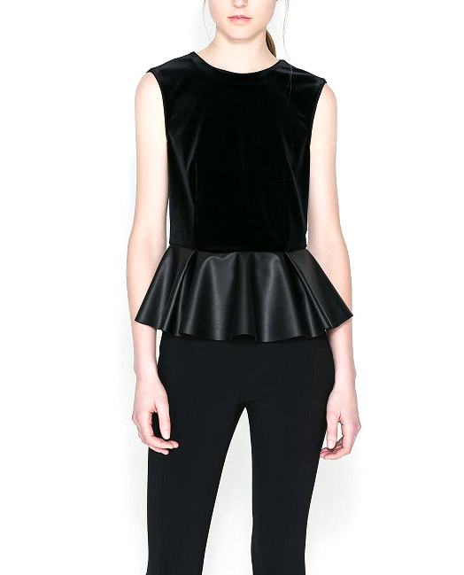 SUEDE TOP WITH PLEATED END - product image