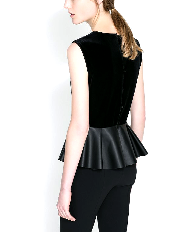 SUEDE TOP WITH PLEATED END - product image