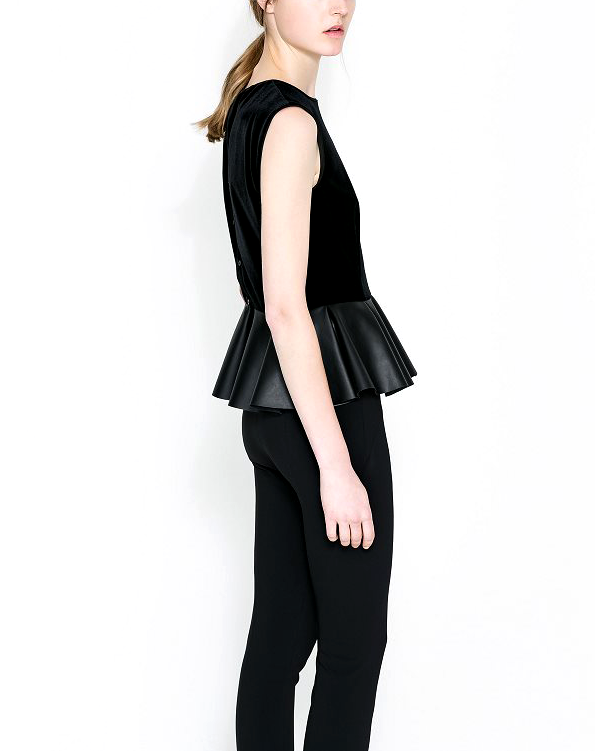 SUEDE TOP WITH PLEATED END - product image