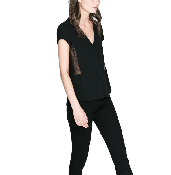 LACE PANEL WAIST TOP - product image