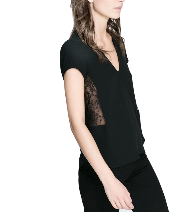 LACE PANEL WAIST TOP - product image