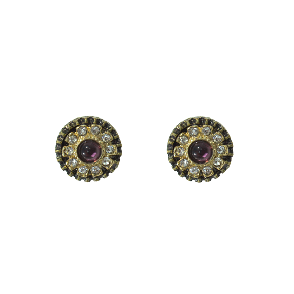 MULTI CRYSTAL WITH PURPLE GEM EAR STUDS - product image
