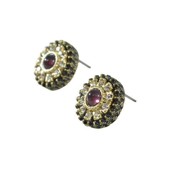 MULTI CRYSTAL WITH PURPLE GEM EAR STUDS - product image