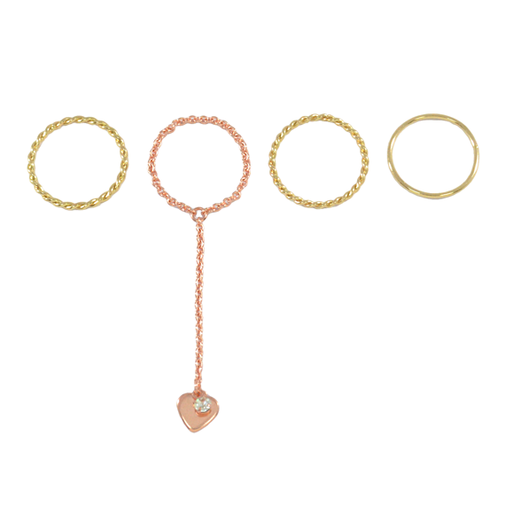 HEART CHARM RINGS SET - product image