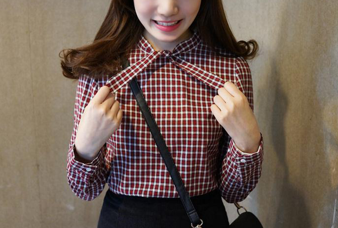 CHECK SHIRT WITH BOW COLLAR - product image