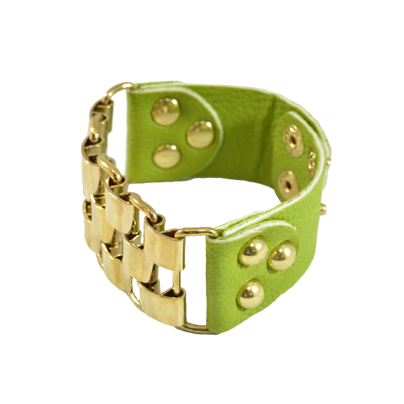 CUFF AND LEATHER LOOK BRACELET - product image