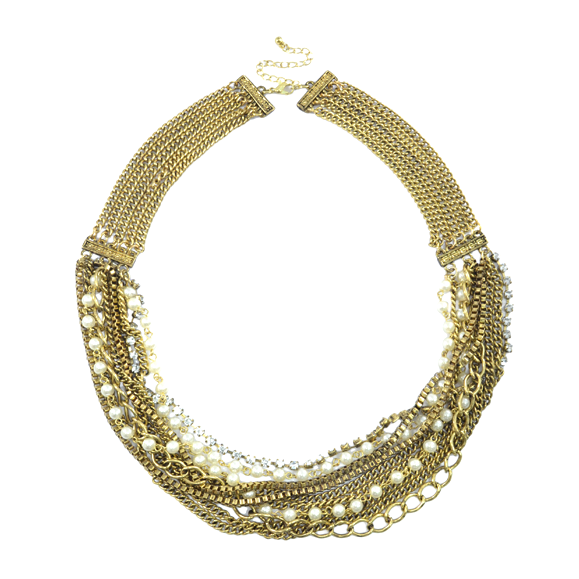 MULTI CHAIN WITH PEARL CHUNKY NECKLACE - product image