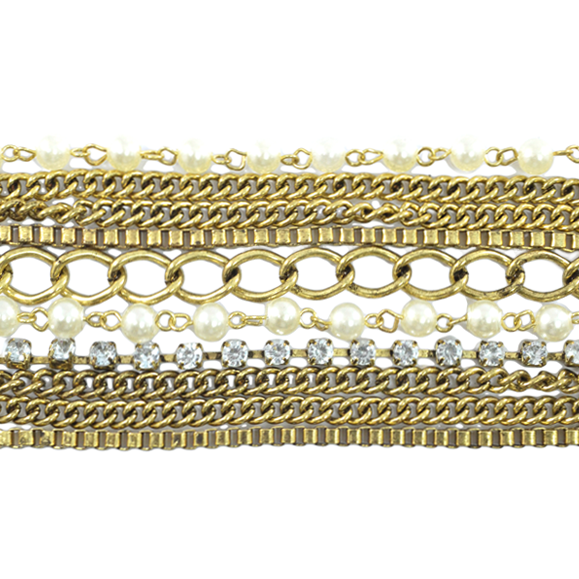 MULTI CHAIN WITH PEARL CHUNKY NECKLACE - product image