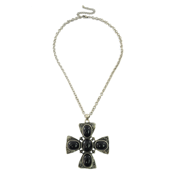 FAUX GEMSTONE CROSS NECKLACE - product image