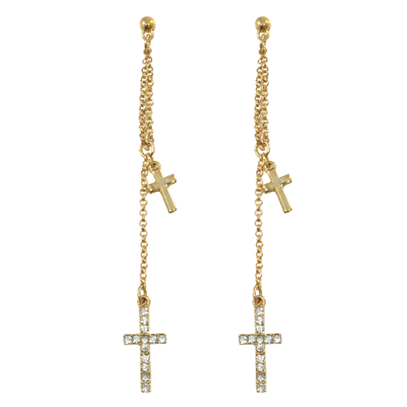 DOUBLE CROSS DROP EARRINGS - product image