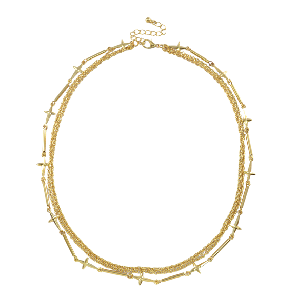 MULTI LAYER CHAIN WITH CROSS NECKLACE - product image
