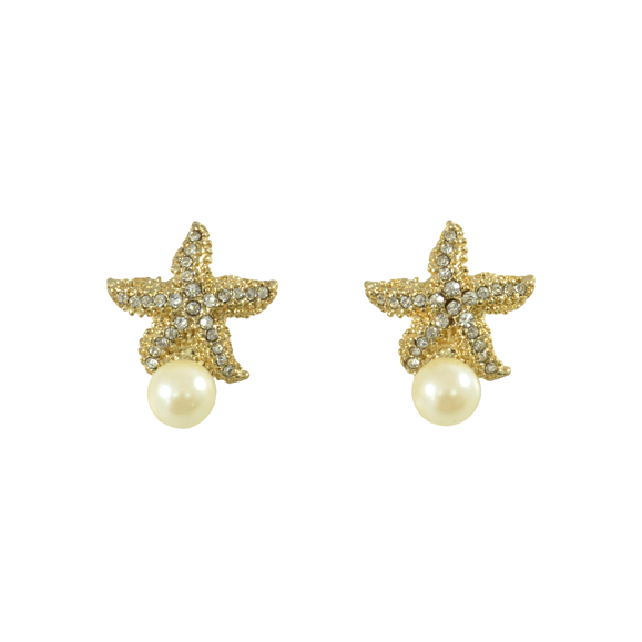 CRYSTAL STARFISH WITH PEARL EARRINGS - product image