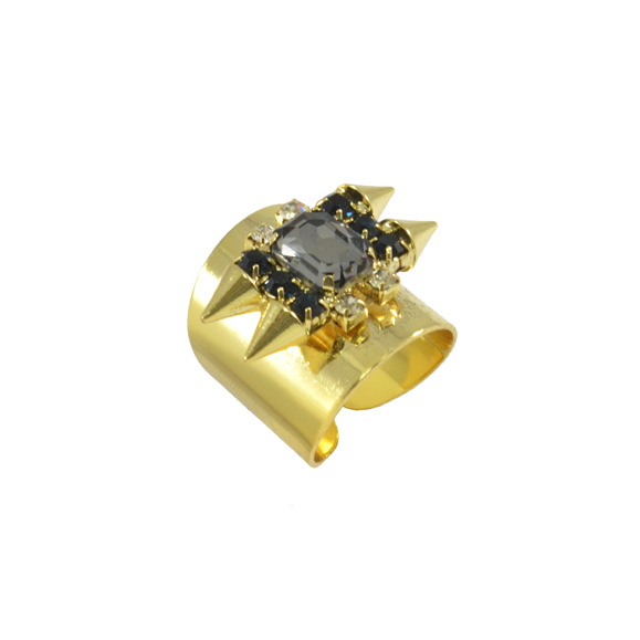 GLAMOROUS CRYSTAL AND SPIKE RING - product image