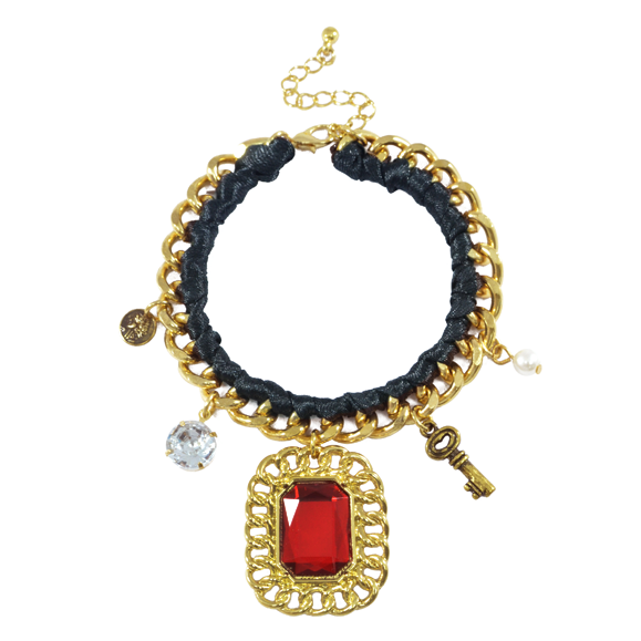 RED CRYSTAL WITH CHARM BRACELET - product image