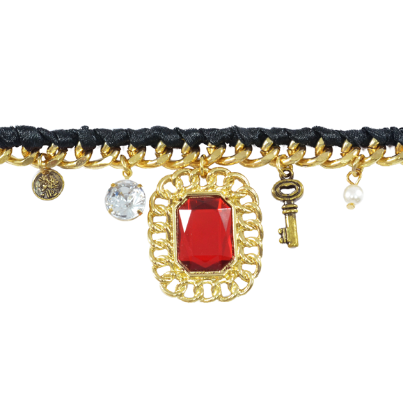 RED CRYSTAL WITH CHARM BRACELET - product image