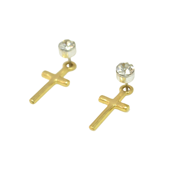 CRYSTAL WITH CROSS EARRINGS - product image