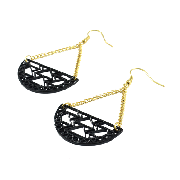 SEMI-CIRCLE AZTEC DROP EARRINGS - product image