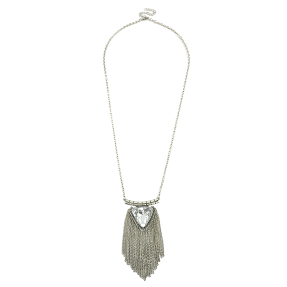 TRIANGLE CRYSTAL NECKLACE WITH CHAIN TASSELS - product image