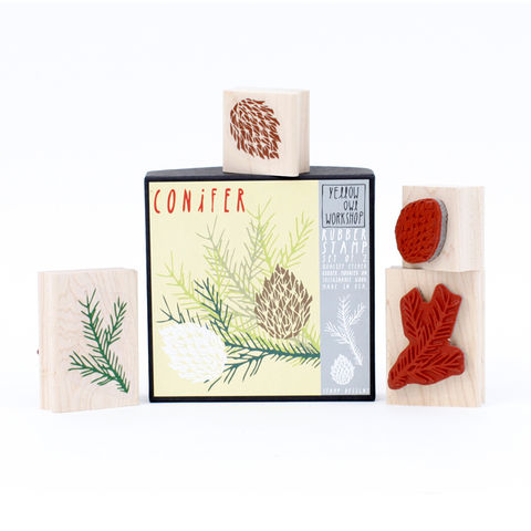 Conifer,Stamp,Set,christine schmidt, yellow owl workshop, stamp set, conifer stamp, christmas stamp, pinecone stamp set