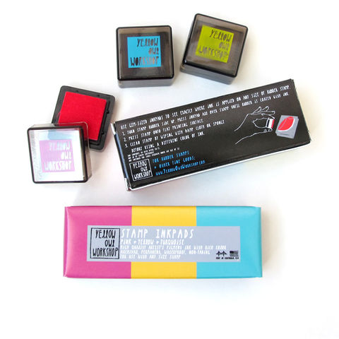 Small,Ink,Pad,Set,Pink,,Yellow,,Turquoise