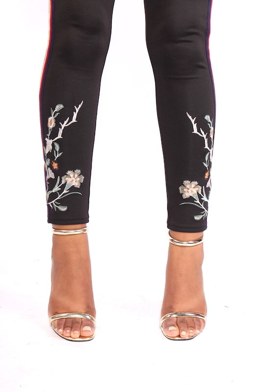 Zoe Black Contrast Side Stripe Leggings The FEO Collection