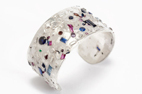 Mabel,Hasell,-Floating,Gems,Cuff,Mabel Hasell, Lapel, Pendant, Jewellery, silver, gold, ring, jewelery, jewelry