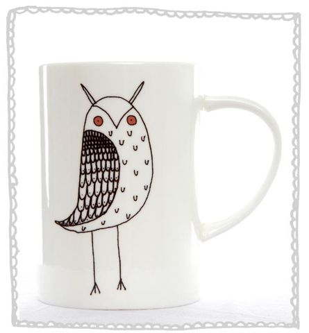 Owl,'I,love,tea',Mug,Jade devall, gift, teapot, tea cup, jugs, sugar bowl, mugs, cake stands, illustrated, pattern, print