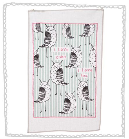 Owl,Teatowel,Jade devall, gift, teapot, tea cup, jugs, sugar bowl, mugs, cake stands, illustrated, pattern, print