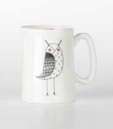 Owl,Milk,Jug,Jade devall, gift, teapot, tea cup, jugs, sugar bowl, mugs, cake stands, illustrated, pattern, print