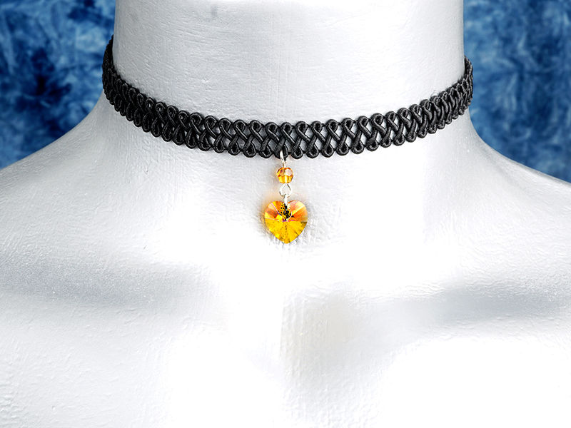 10mm Golden Orange Topaz Swarovski Crystal Heart Swirl Trim Choker 10mm Golden Orange Topaz Swarovski Crystal Heart Swirl Trim Choker Necklace Images Of