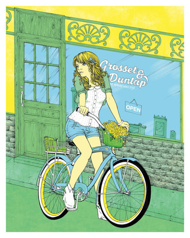 Stratemeyer's,Summer,Girl,-,Blue,Variant,screenprint, erica williams, illustration, g1988, hello giggle, nancy drew, mystery, bike, minneapolis