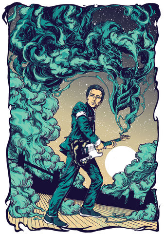 London,Burning,joe strummer, the clash, illustration, erica williams, dead rock stars
