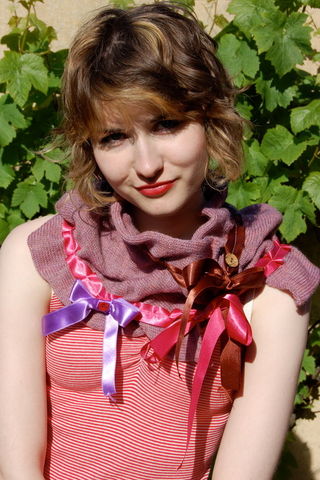 Hand,felted,ribbon,scarf,knitted scarf, vintage