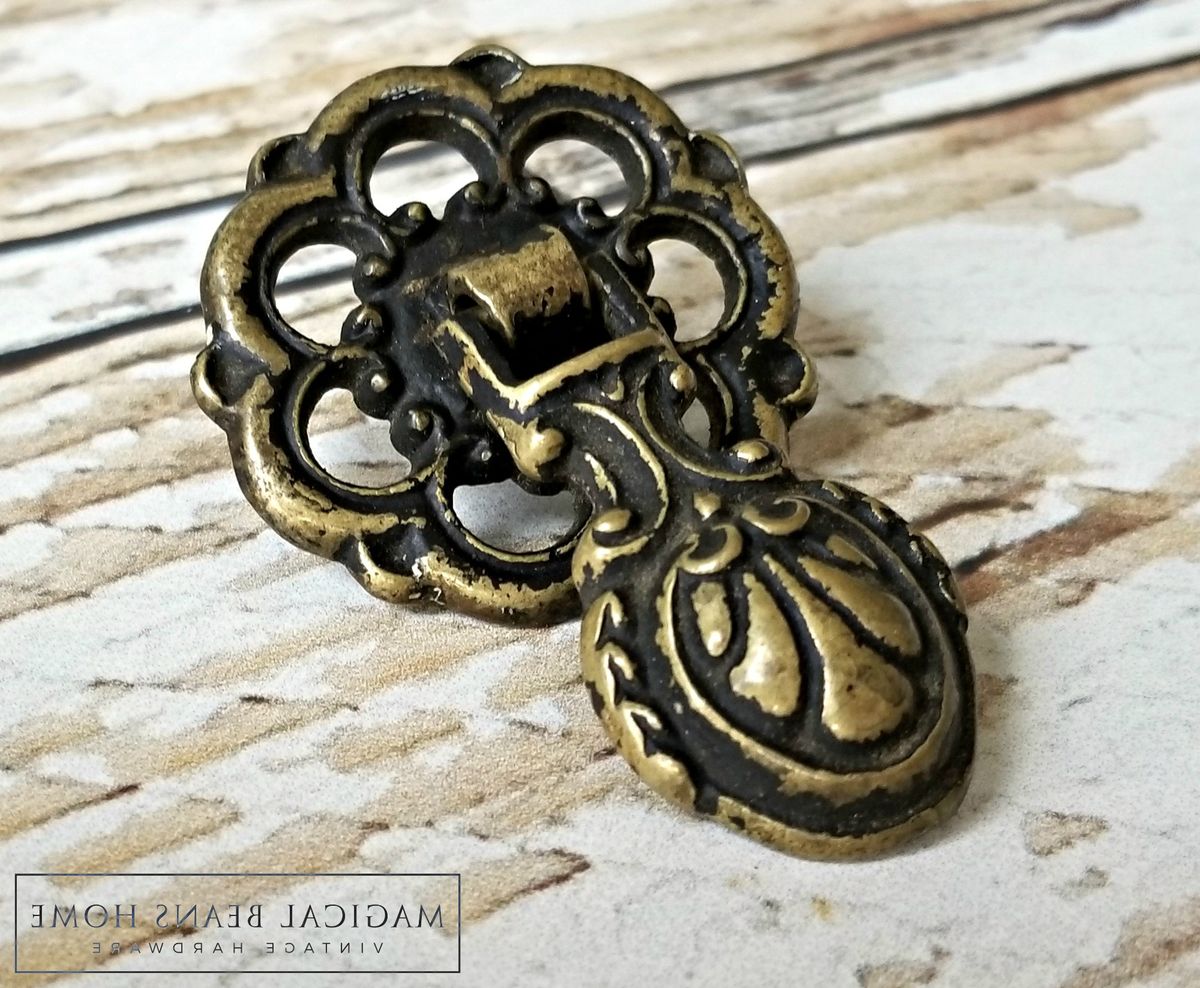 Vintage Keeler Brass Co Fancy Rosette & Pendant Pull in Solid Brass Magical Beans Home