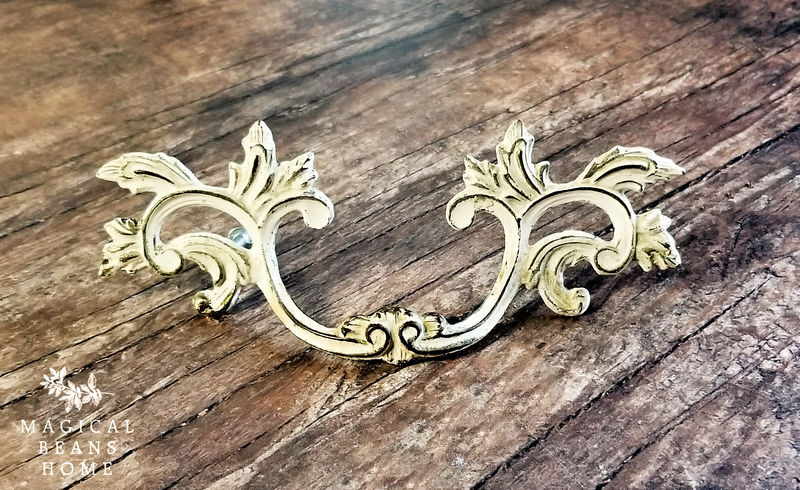 Vintage Ivory French Provincial Drawer Pulls In Solid Brass