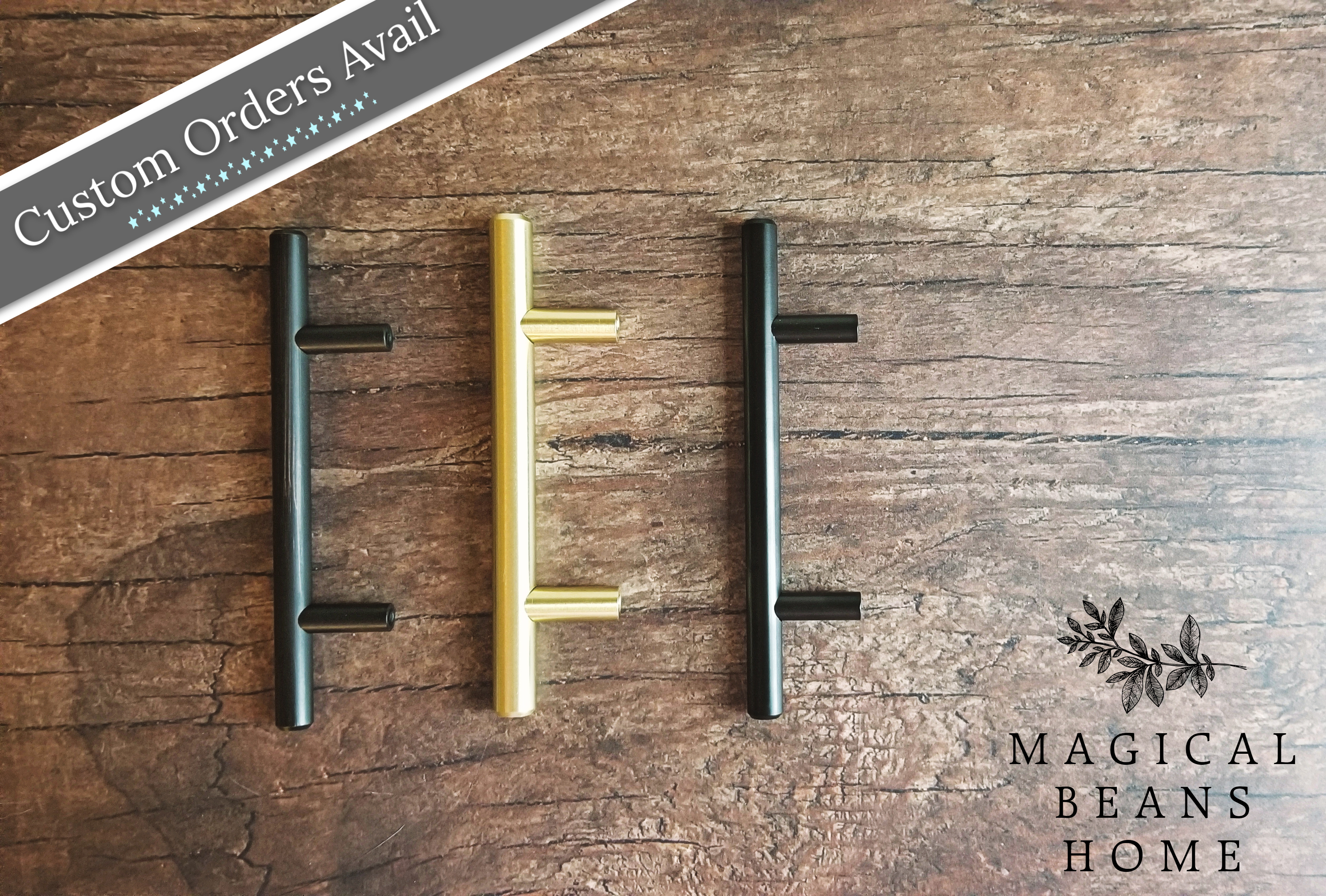 custom orders for silver, gold, black, rubbed oil bronze euro t-bar pulls
