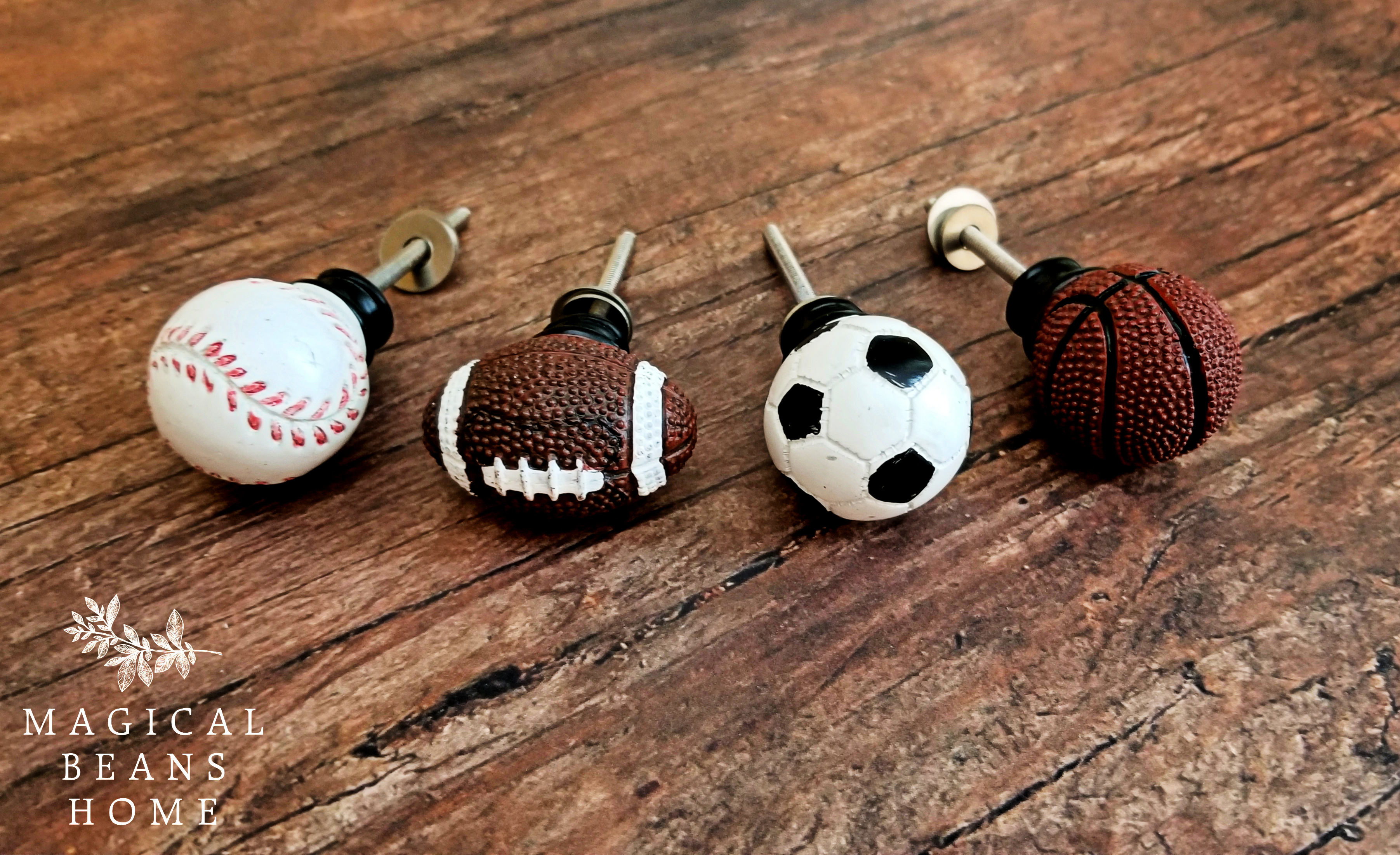 Childrens Sports Themes Baseball, Soccer, Football, Basketball Dresser Door Knobs