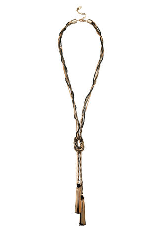 Miquella,//,Black,&,Gold,Twisted,Knot,Necklace, statement jewellery, statement necklace, Swarovski crystal necklace
