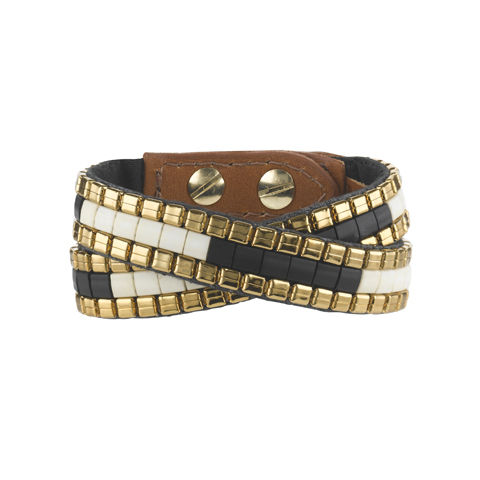 Fiona,Paxton,Naomi,Double,Wrap,Cuff,//,Black,&,Cream,Fiona Paxton, Naomi, statement jewellery, statement bracelet, tribal jewellery, wrap around cuff